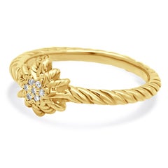David Yurman 18K Yellow Gold and Pave Diamond Starburst Ring