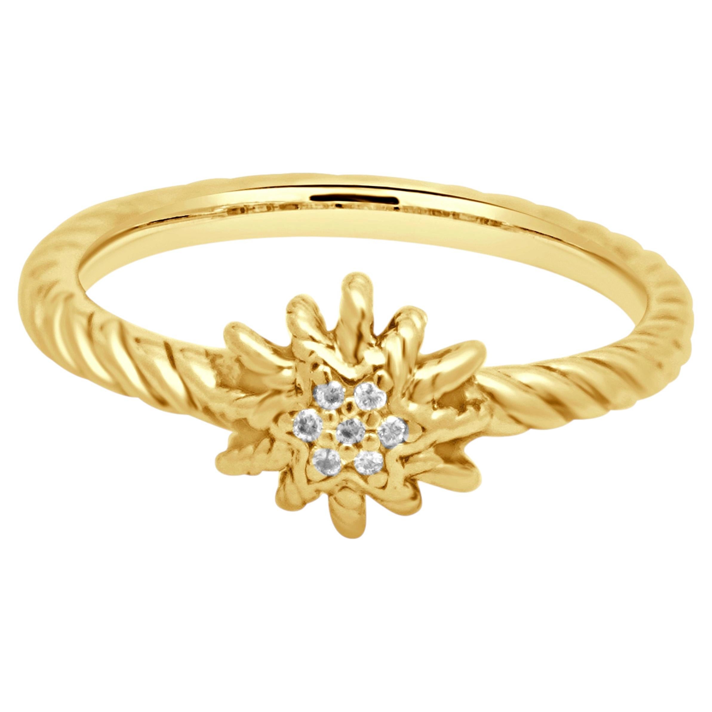 David Yurman 18K Yellow Gold and Pave Diamond Starburst Ring
