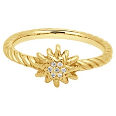 David Yurman 18K Yellow Gold and Pave Diamond Starburst Ring
