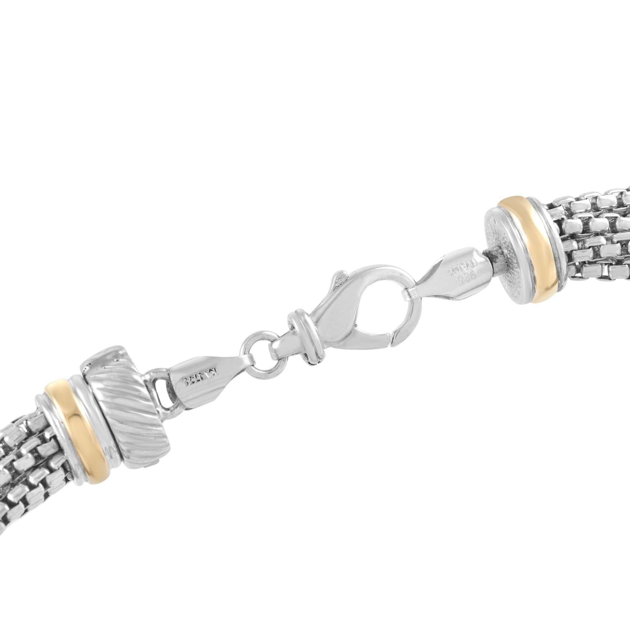 Round Cut David Yurman 18K Yellow Gold and Silver Pearl and Blue Topaz Multi-Strand