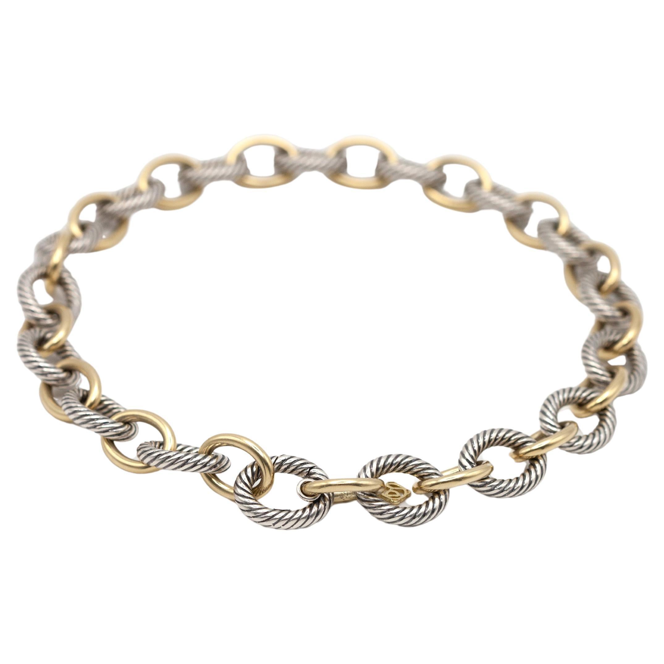 David Yurman Collar de eslabones grandes de oro amarillo de 18 quilates y plata de ley