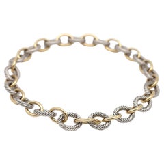 David Yurman Collar de eslabones grandes de oro amarillo de 18 quilates y plata de ley