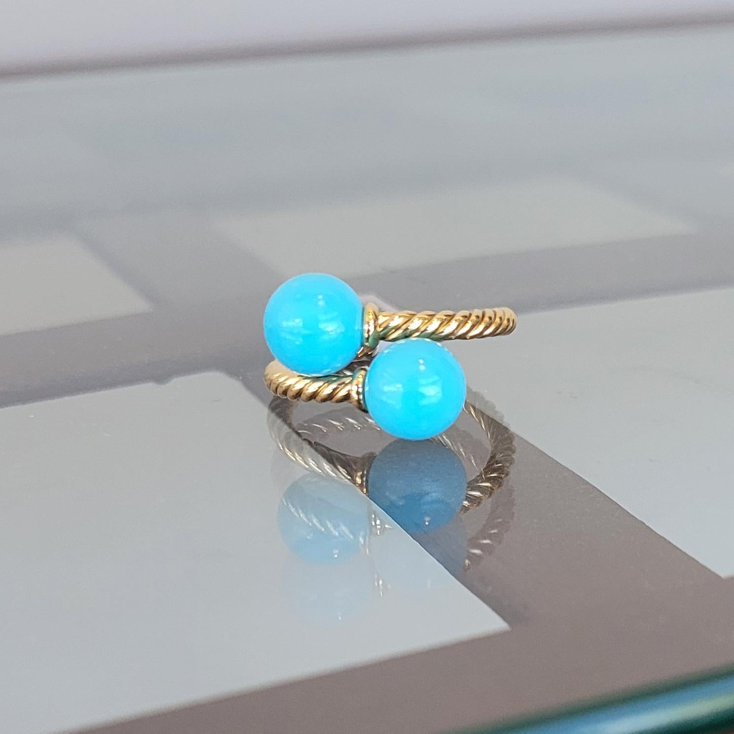 David Yurman Solari-Ring aus 18 Karat Gelbgold und Türkis (Perle)