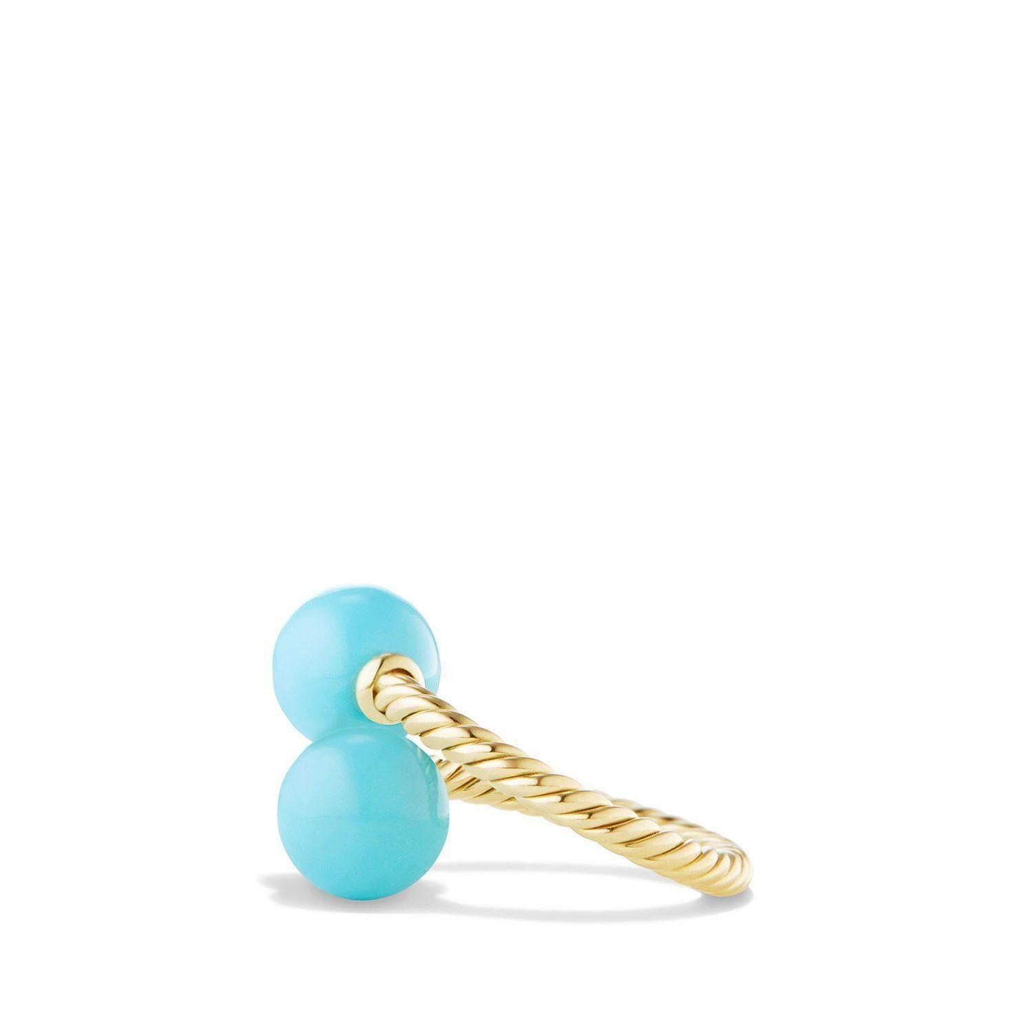 Modern David Yurman 18K Yellow Gold and Turquoise Solari Ring