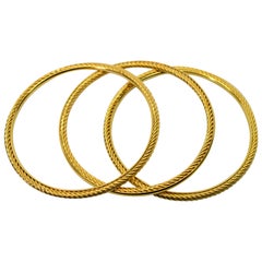 David Yurman 18K Yellow Gold Bangle Bracelet Trio