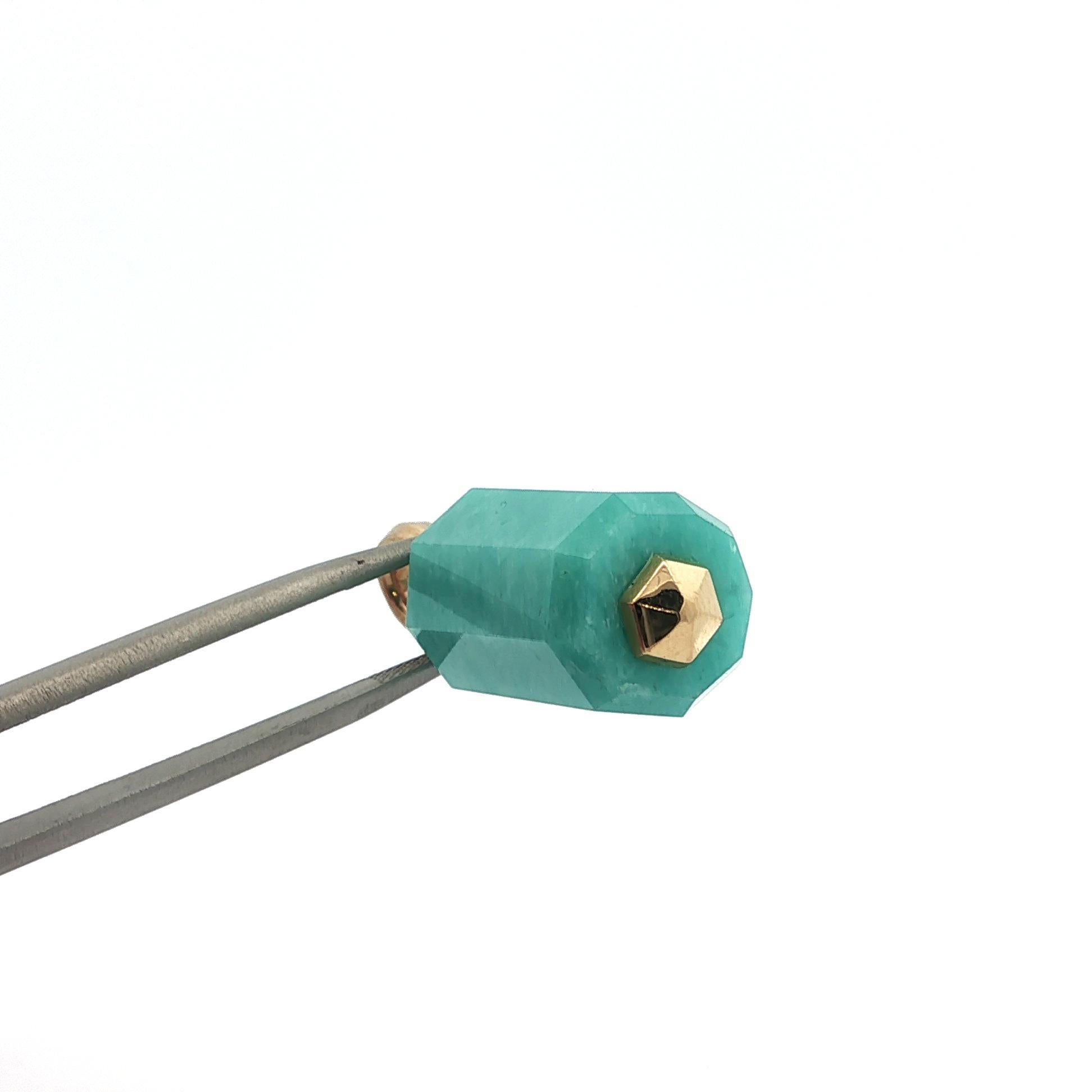 David Yurman 18k Yellow Gold Barrel Amazonite & Diamond Enhancer Pendant For Sale 2