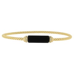 David Yurman Bracciale con cavo in oro giallo 18 carati e onice nera e diamanti