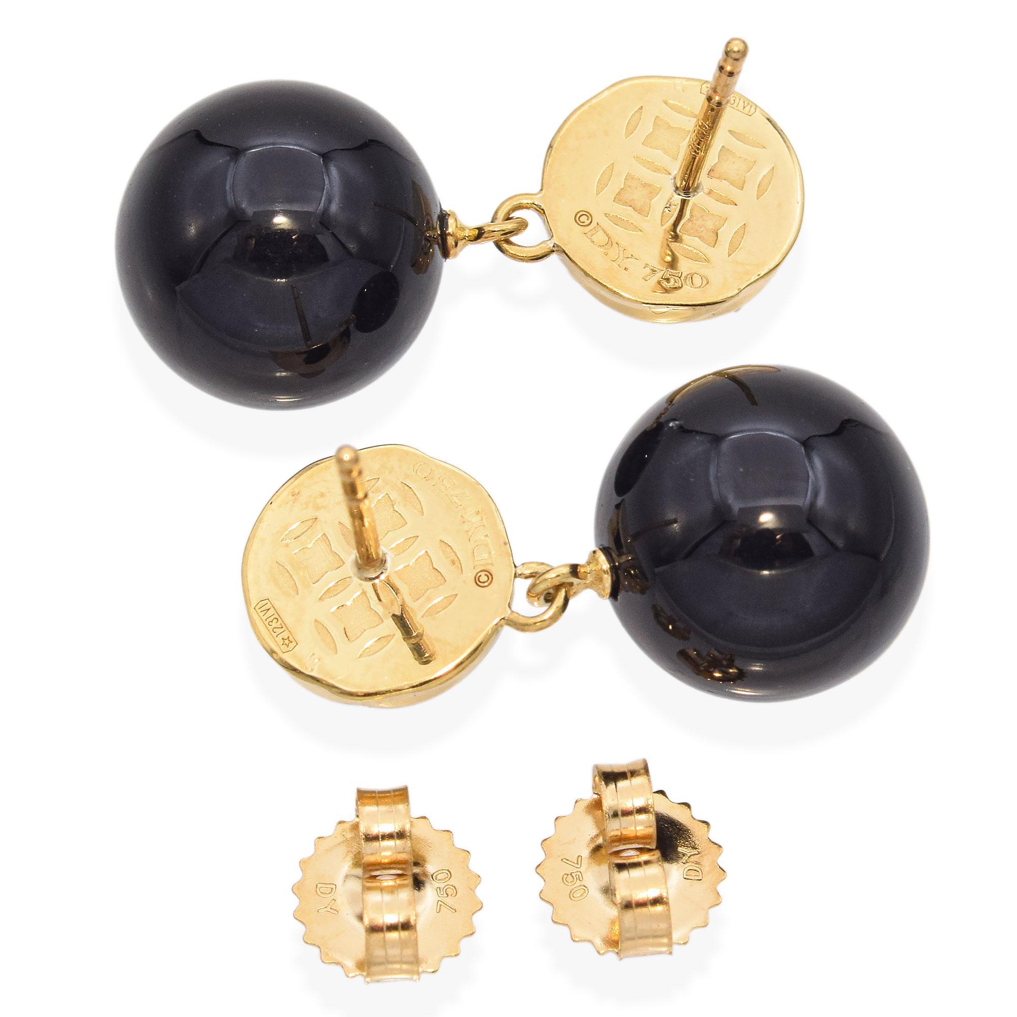 Donna David Yurman Orecchini a goccia in oro giallo 18 carati con onice nero in vendita