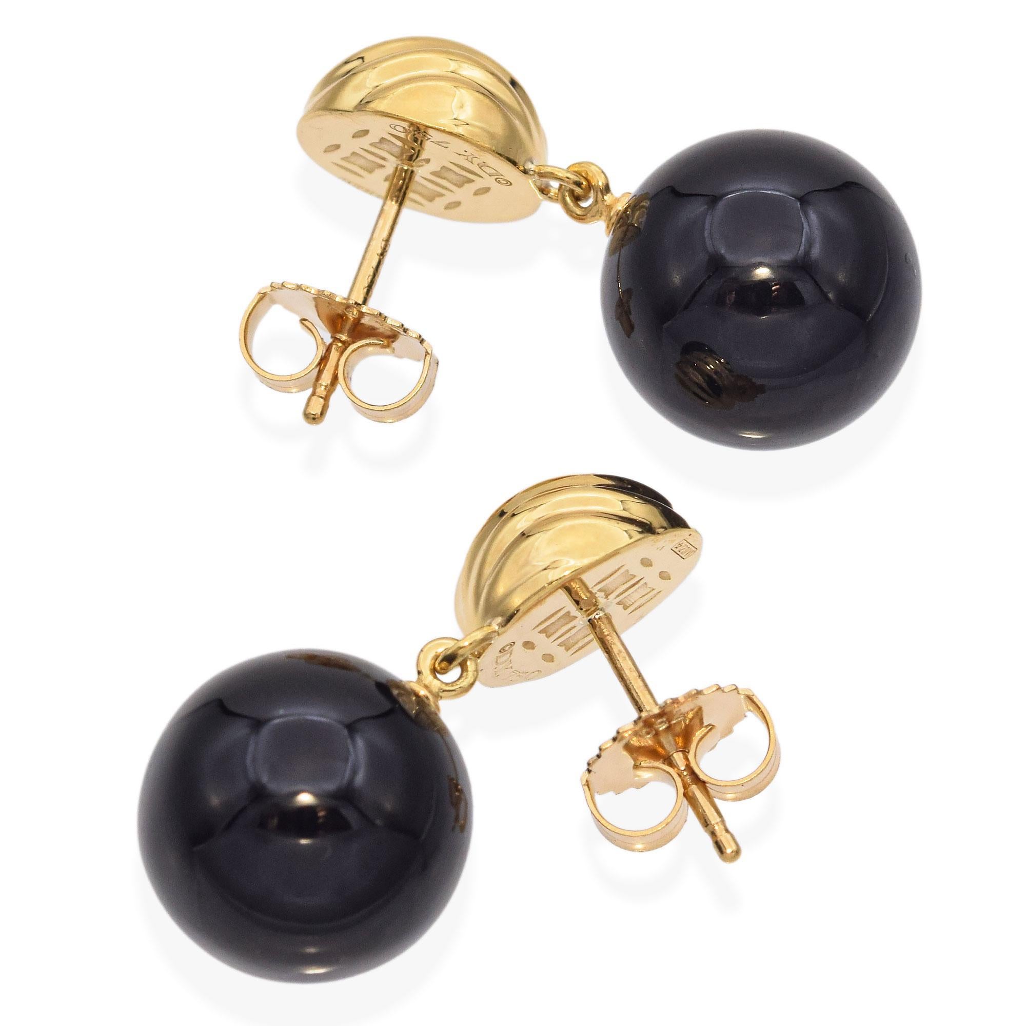 David Yurman Orecchini a goccia in oro giallo 18 carati con onice nero in vendita 1