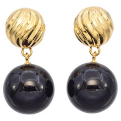 David Yurman 18K Yellow Gold Black Onyx Drop Earrings