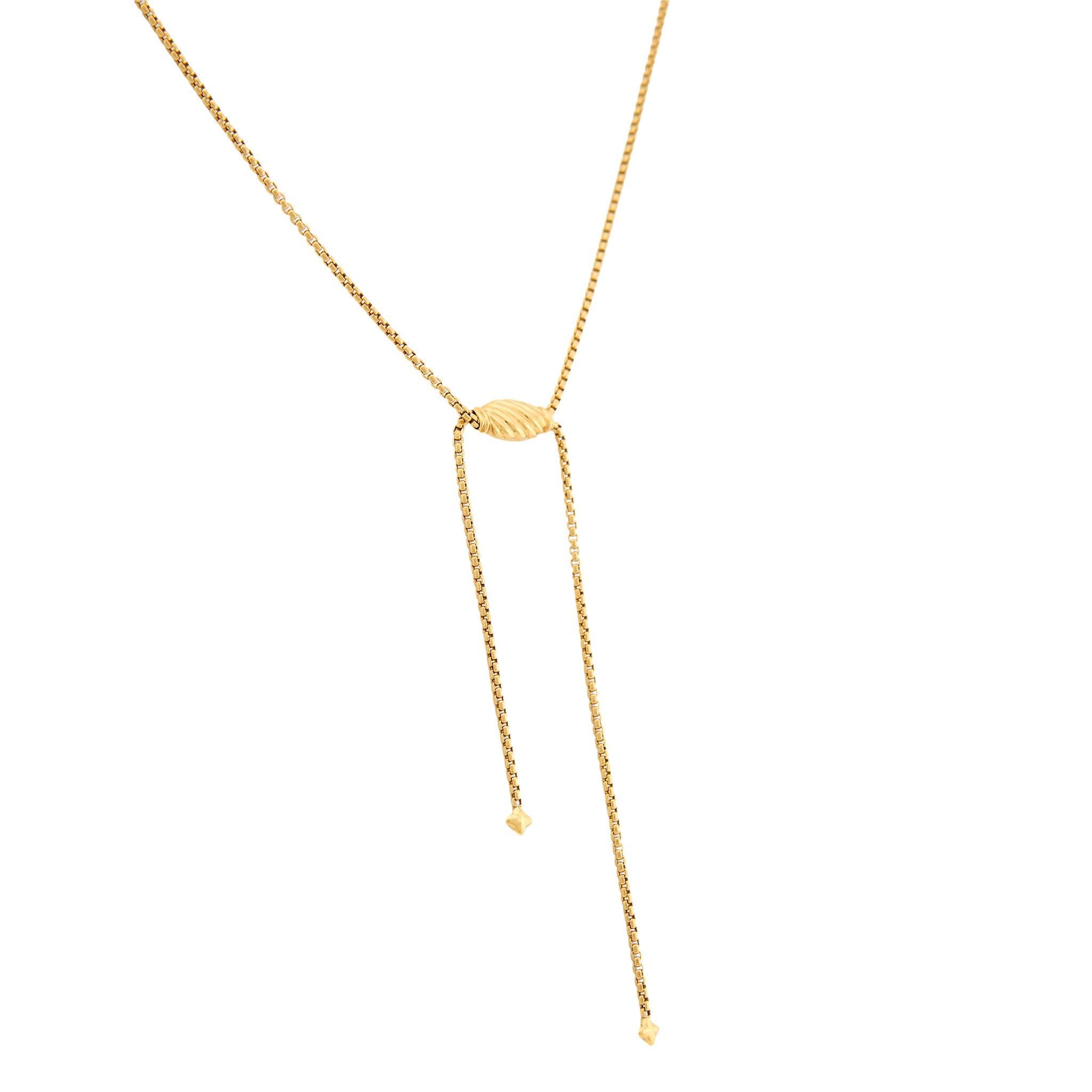 Este collar vintage de David Yurman está elaborado en radiante oro amarillo de 18 quilates, y exhibe una elegancia atemporal con su icónica firma de diseñador y su lujosa longitud de 36 pulgadas.