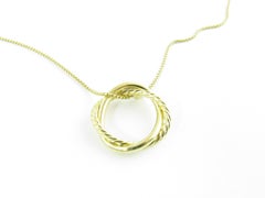 David Yurman 18 Karat Yellow Gold Cable Crossover Pendant Necklace