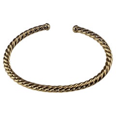 David Yurman 18K Yellow Gold Cable Flexible Cuff Bracelet w/Box #25472