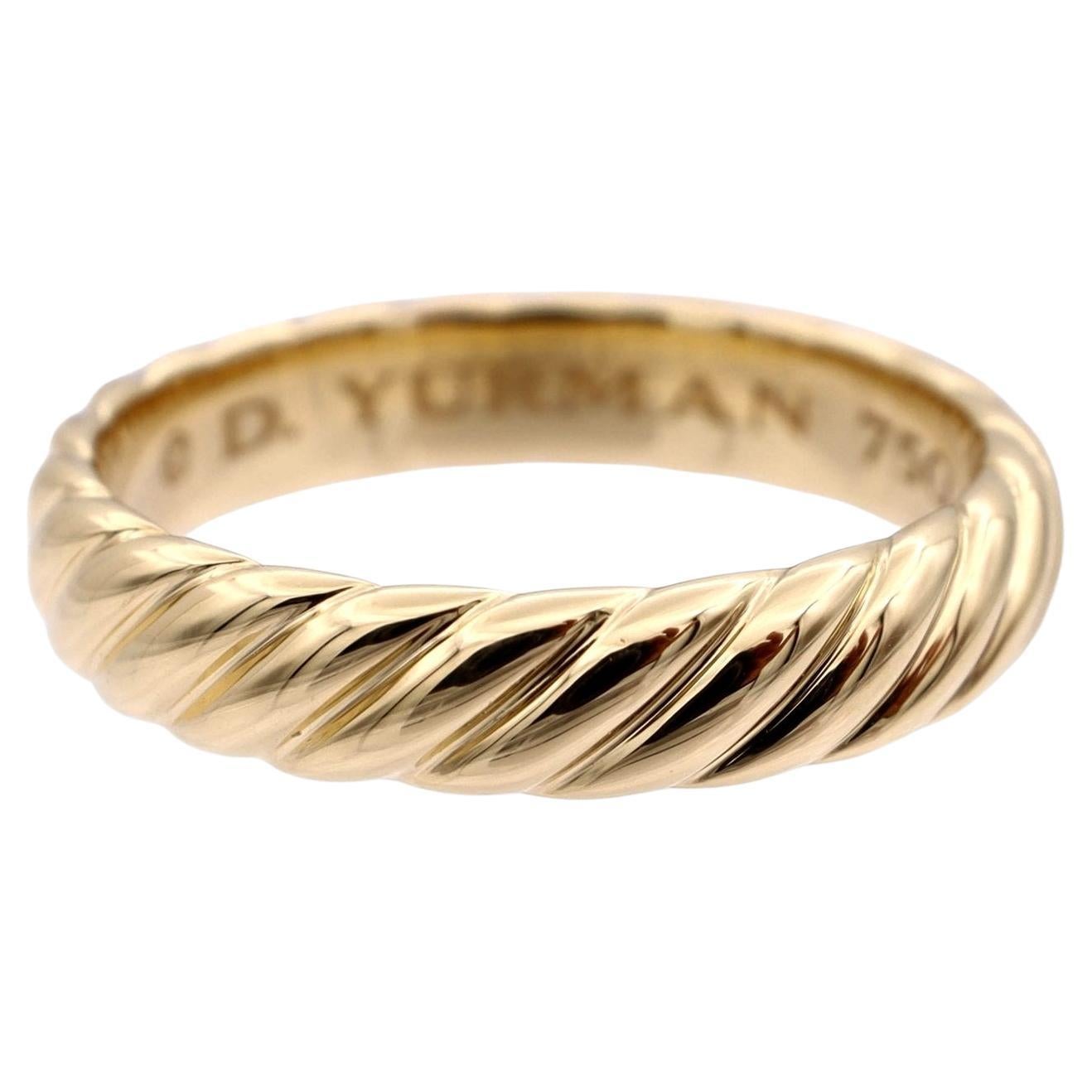 David Yurman 18 Karat Yellow Gold Cable Twist Band Ring at 1stDibs