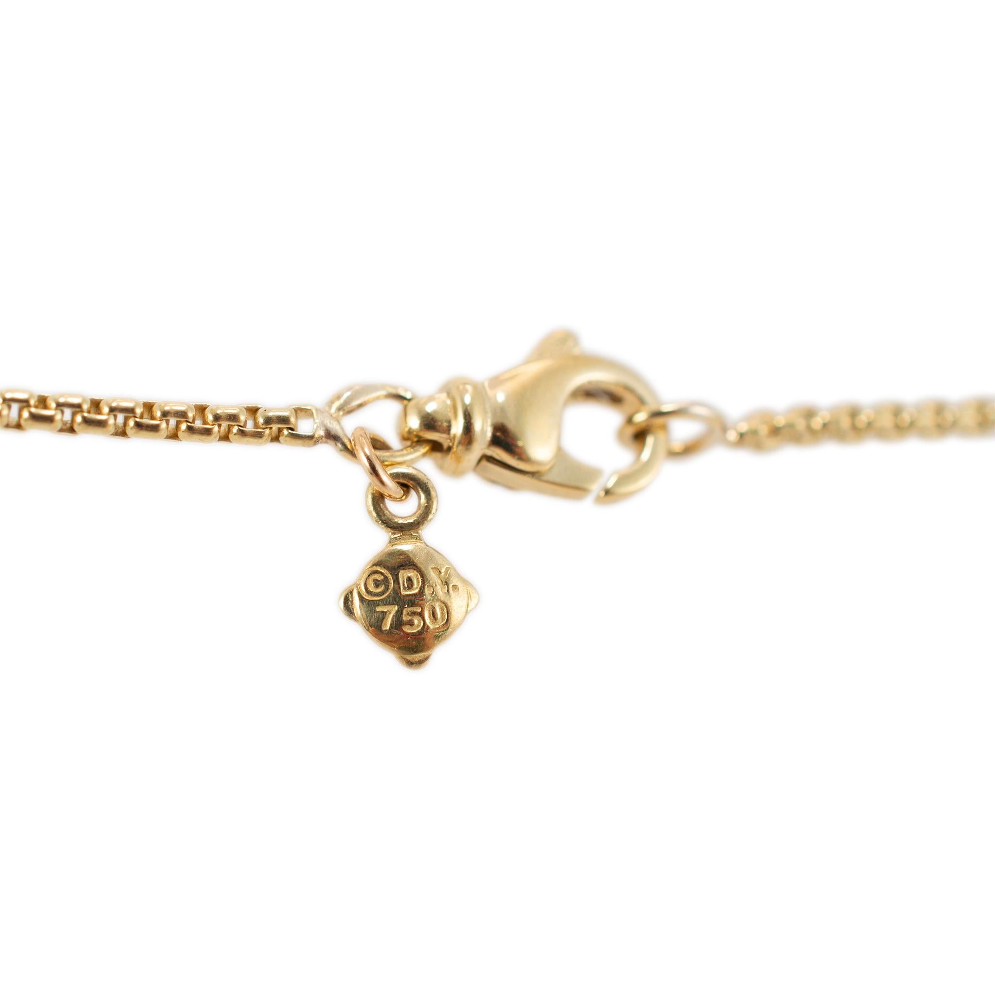 David Yurman, collier pendentif disque câble en or jaune 18 carats pavé de diamants en vente 1