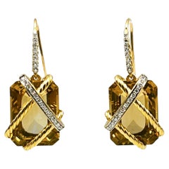 David Yurman Citrin-Diamant-Ohrringe aus 18 Karat Gelbgold