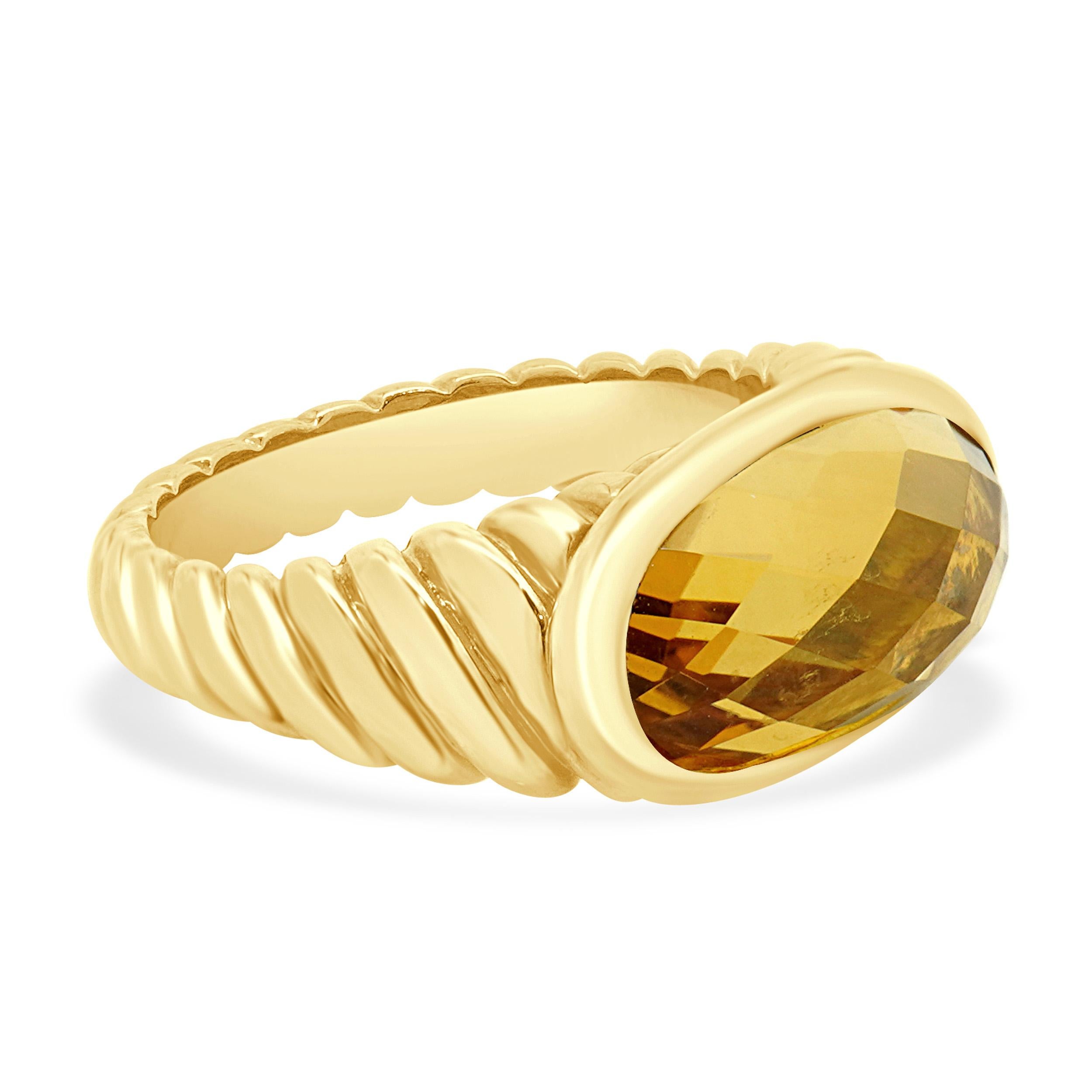 Oval Cut David Yurman 18K Yellow Gold Citrine Noblesse Collection Ring For Sale