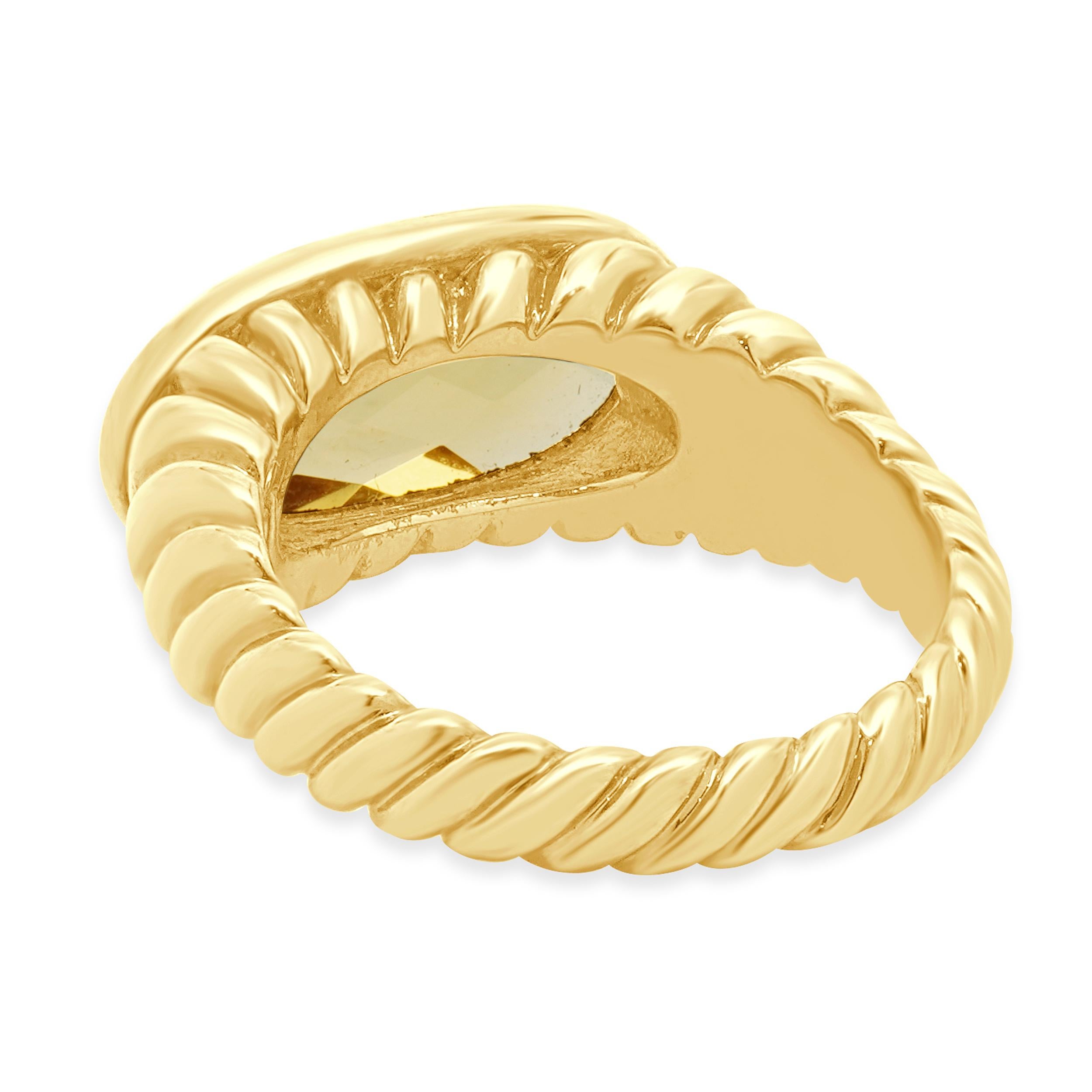 David Yurman 18K Yellow Gold Citrine Noblesse Collection Ring In Excellent Condition For Sale In Scottsdale, AZ