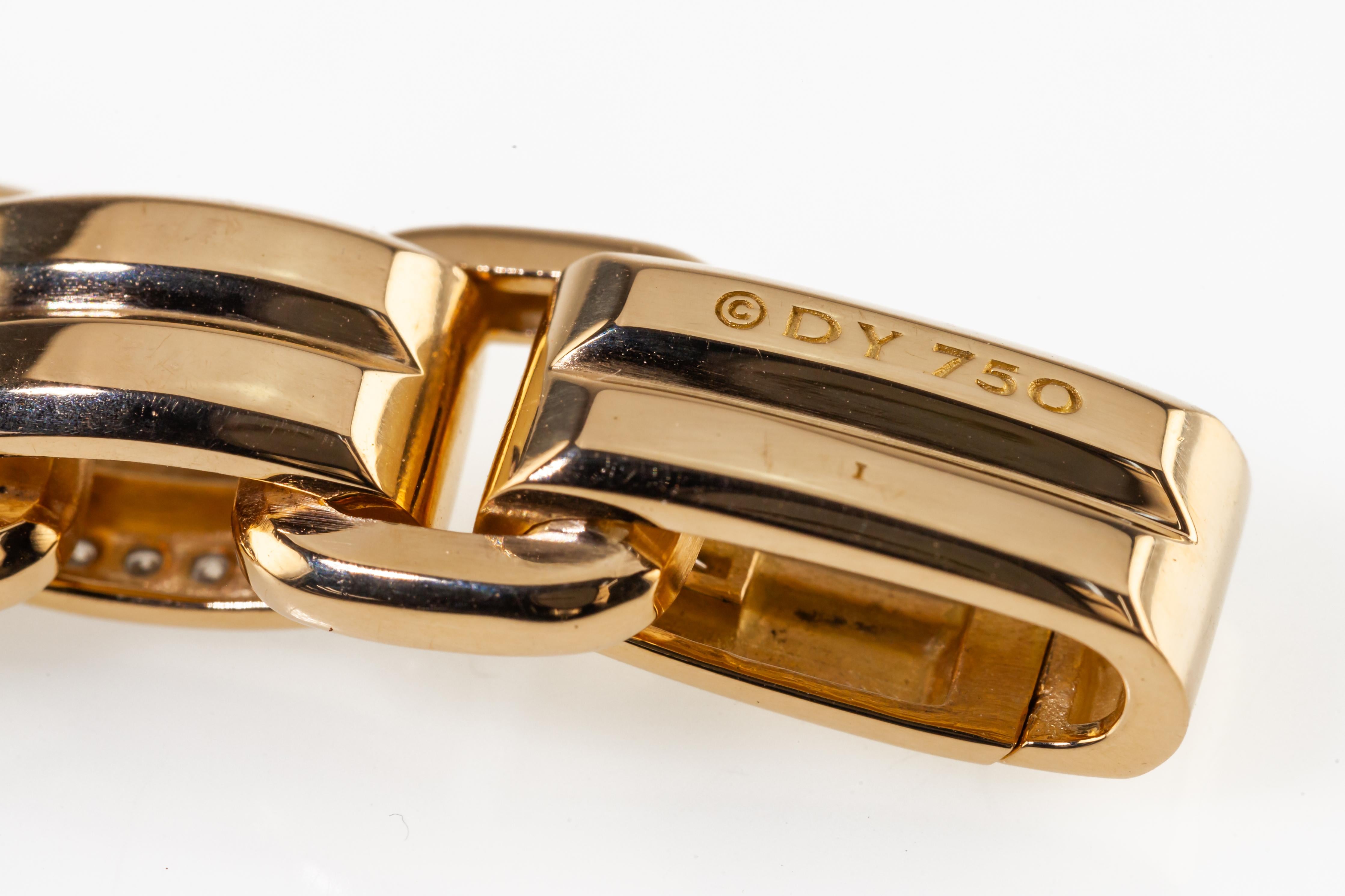 David Yurman 18k Yellow Gold Deco Beveled Link Bracelet Large 1.93 Carats For Sale 1