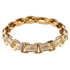 David Yurman 18k Yellow Gold Deco Beveled Link Bracelet Large 1.93 Carats