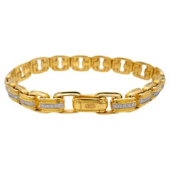 Used David Yurman 18K Yellow Gold Deco Men's Pave Diamonds Chain Link Bracelet Large 