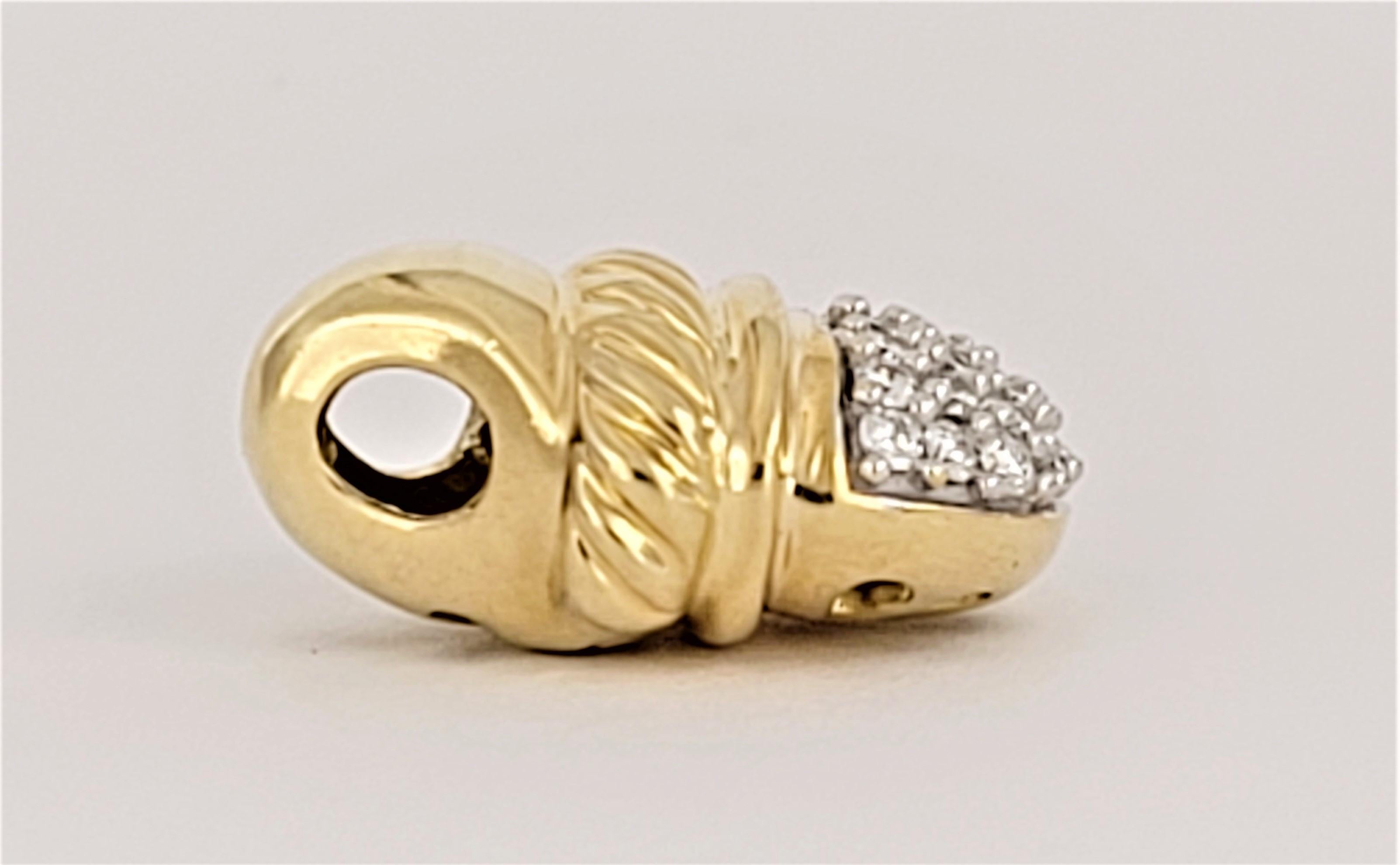 Round Cut David Yurman 18k Yellow Gold Diamond Acorn Pendant