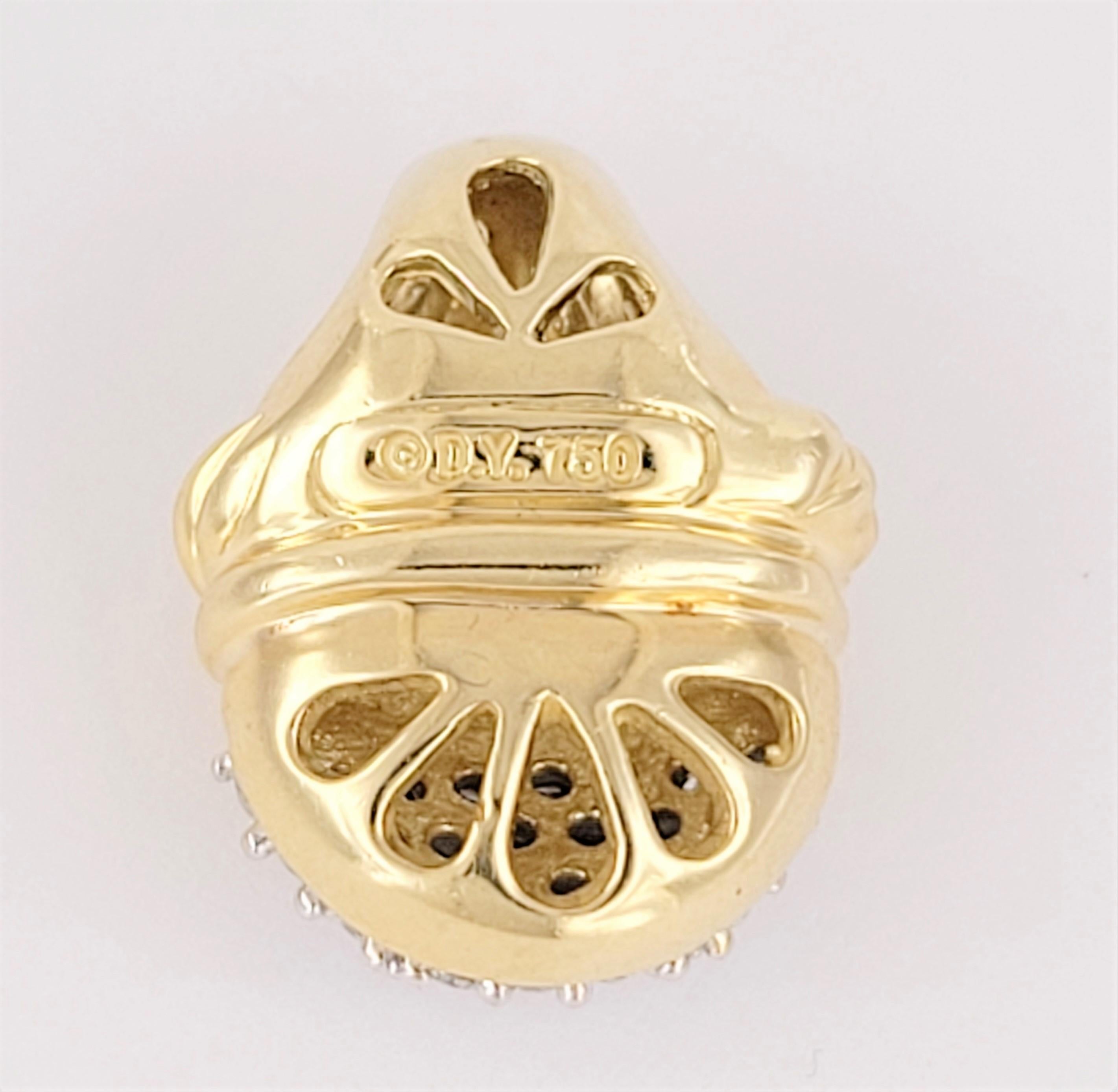 David Yurman 18k Yellow Gold Diamond Acorn Pendant In Excellent Condition In New York, NY