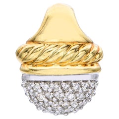 David Yurman 18k Yellow Gold Diamond Acorn Pendant