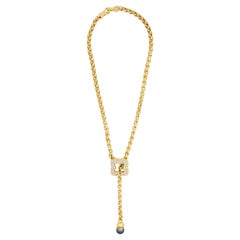 David Yurman 18K Gelbgold Diamant und schwarze Perle Lariat Halskette