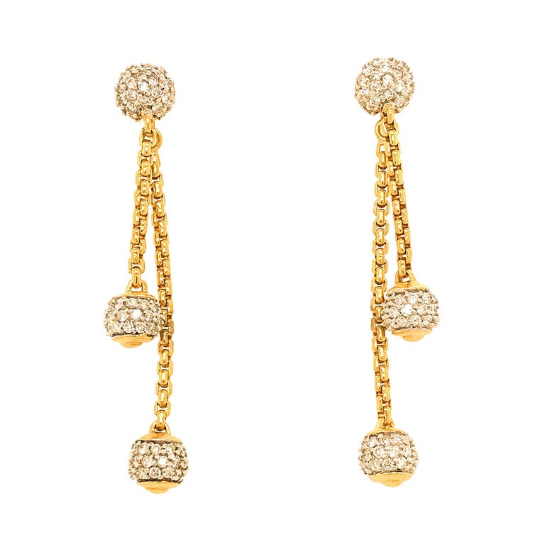 David Yurman 18 Karat Yellow Gold Diamond Ball Drop Earrings For Sale ...
