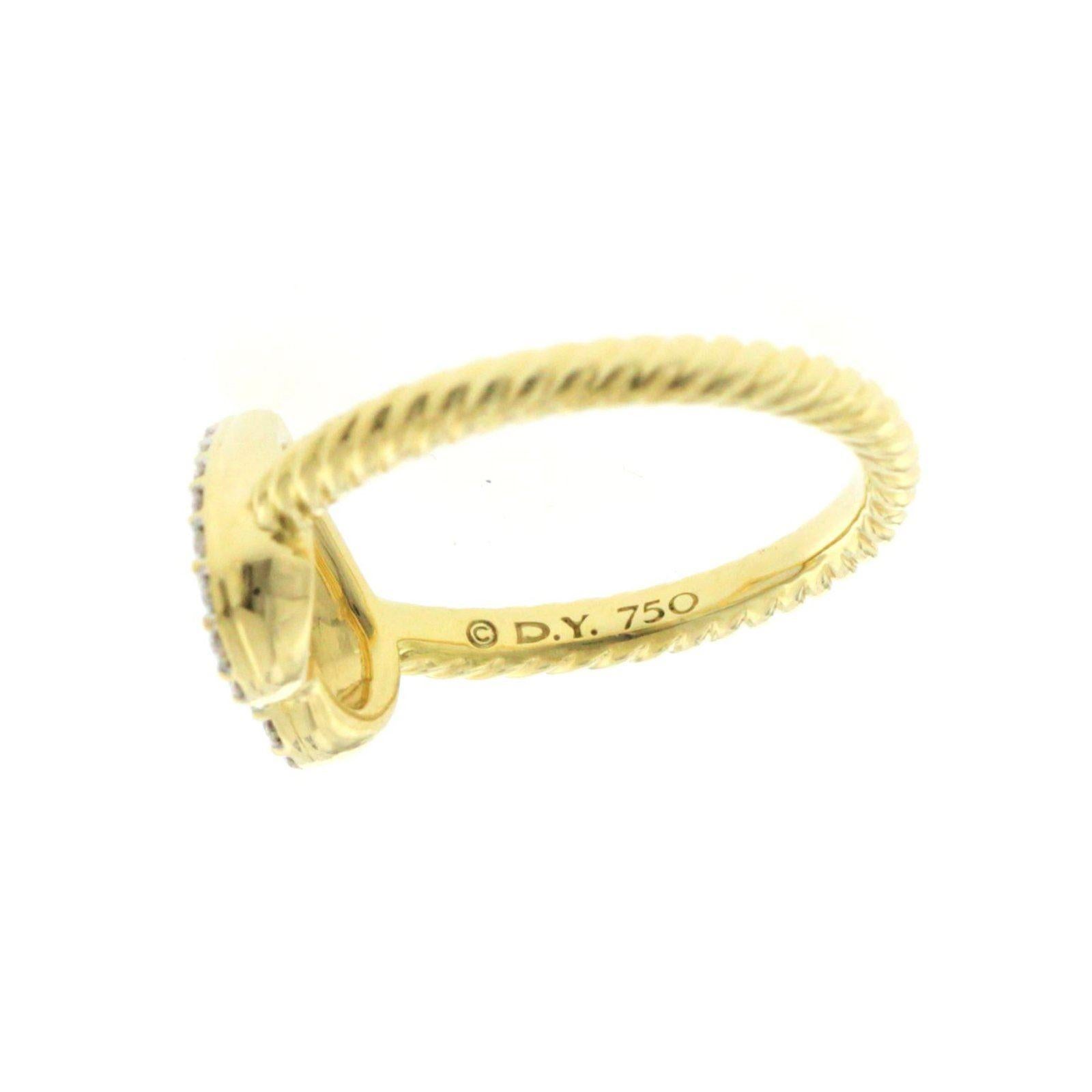 Women's David Yurman 18 Karat Yellow Gold Diamond Cable Classics Heart Ring