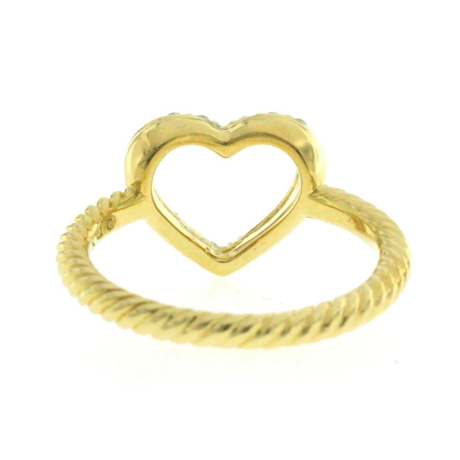 David Yurman 18 Karat Yellow Gold Diamond Cable Classics Heart Ring 1