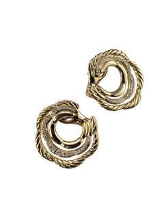 Orecchini David Yurman in oro giallo 18 carati con diamanti, modello "Cable" #25712