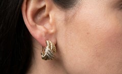 David Yurman 18K Yellow Gold Diamond Cable Lever-Back Earrings Vintage