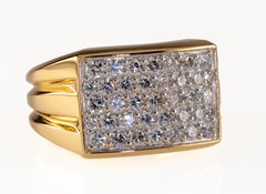 David Yurman 18k Yellow Gold Diamond Deco Beveled Signet Ring Size 11