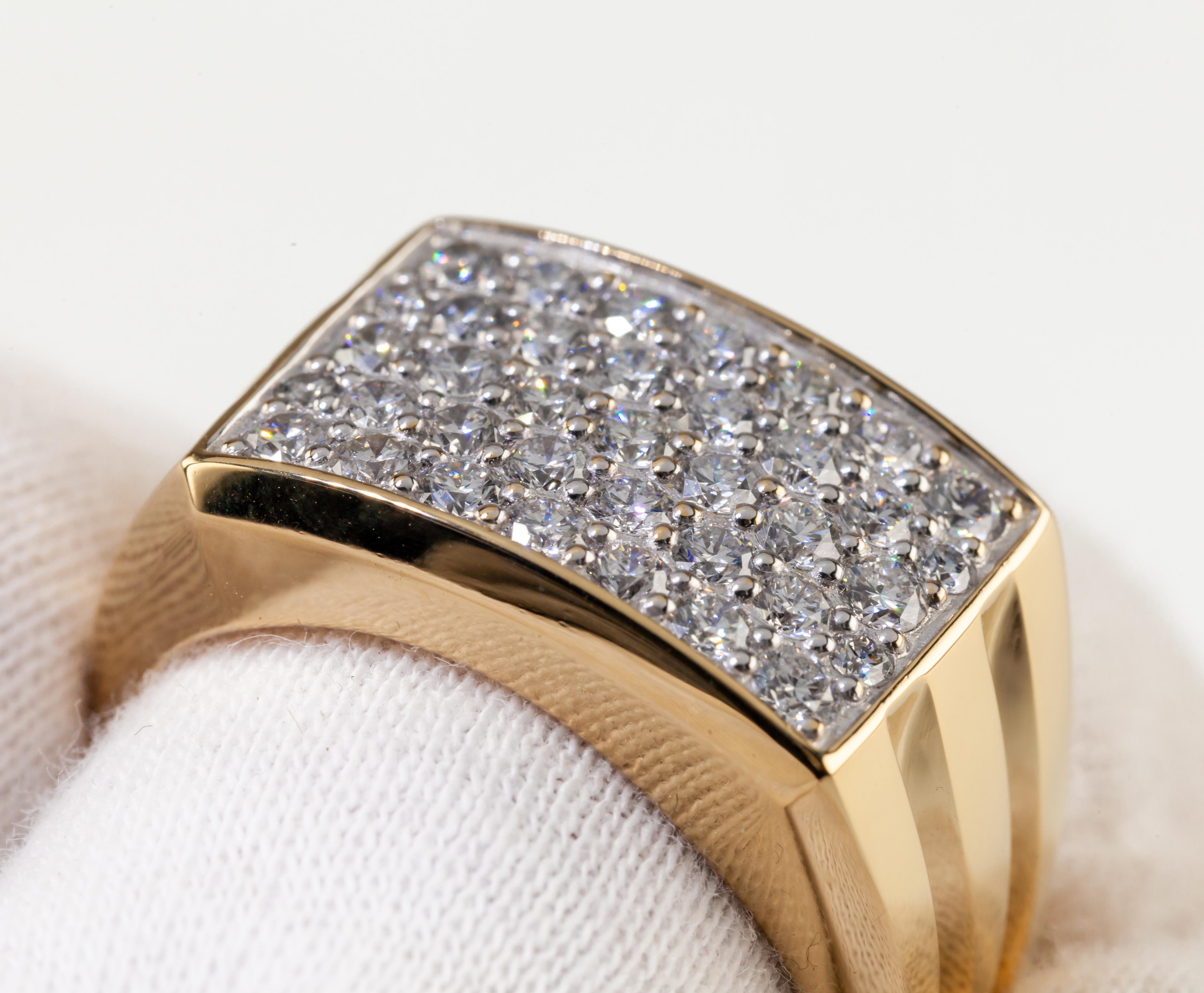 David Yurman 18k Yellow Gold Diamond Deco Beveled Signet Ring Size 11 For Sale 1