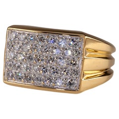 David Yurman 18k Yellow Gold Diamond Deco Beveled Signet Ring Size 11