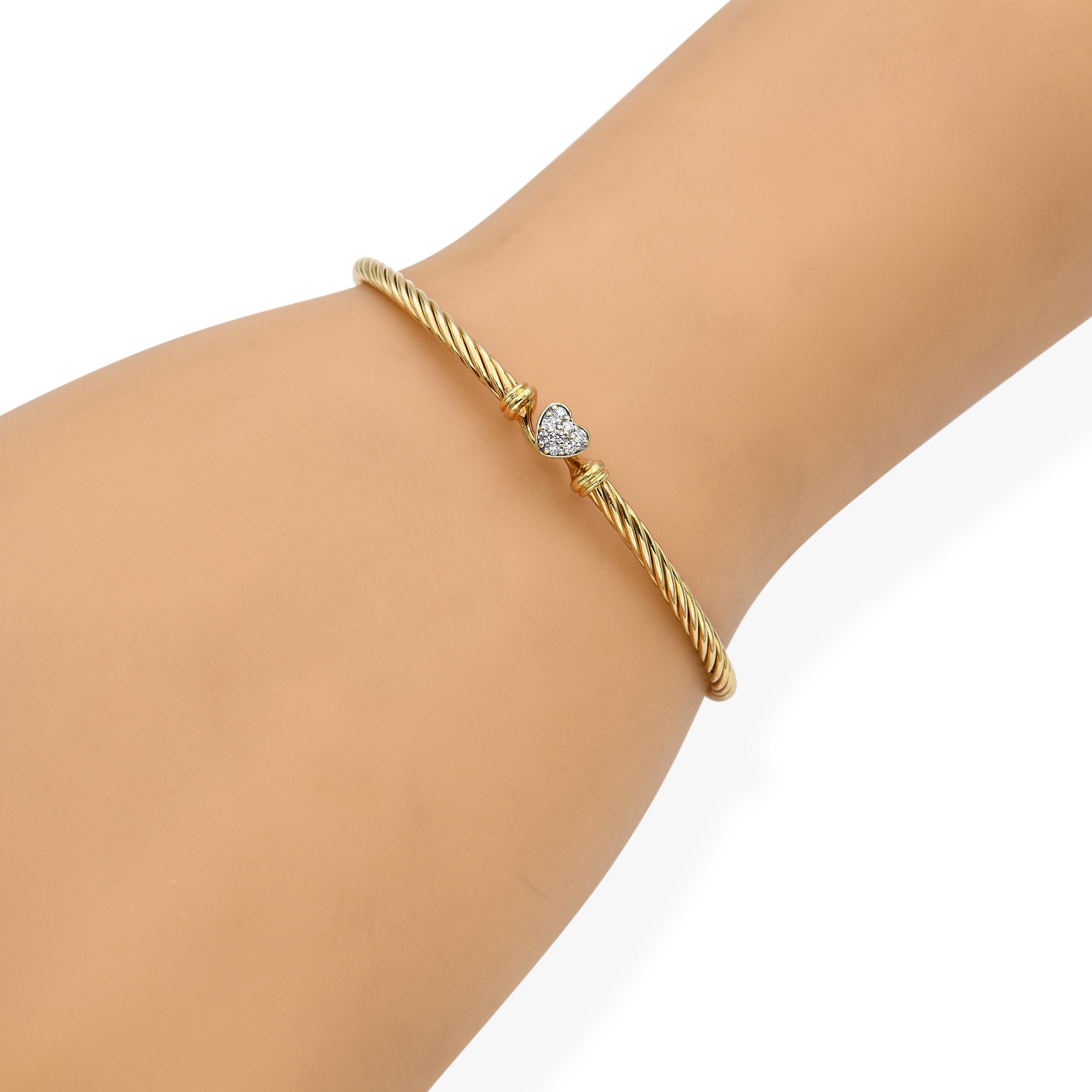 David Yurman Pulsera Corazón Oro Amarillo 18k y Diamantes Corte redondo en venta