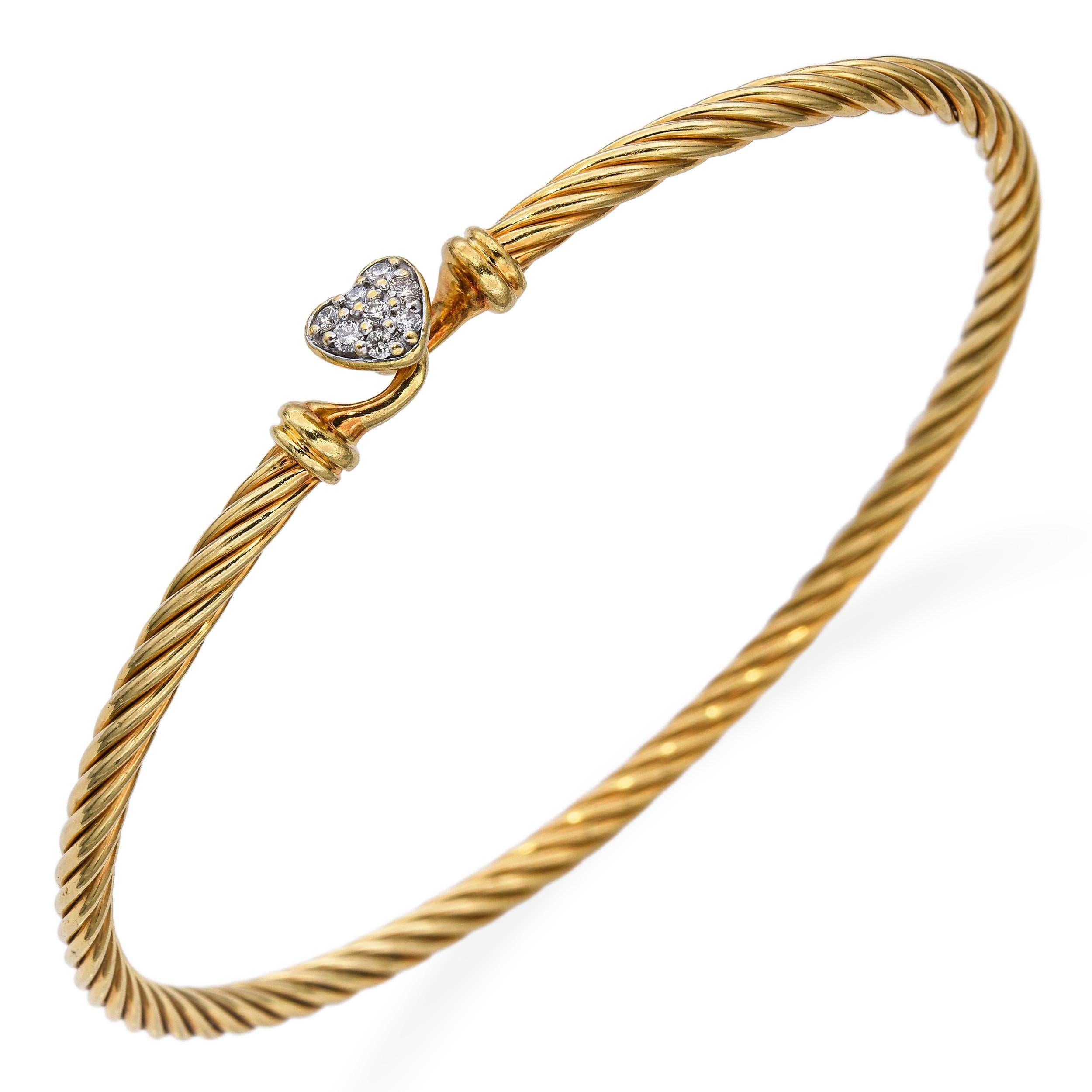 David Yurman Pulsera Corazón Oro Amarillo 18k y Diamantes en venta 2