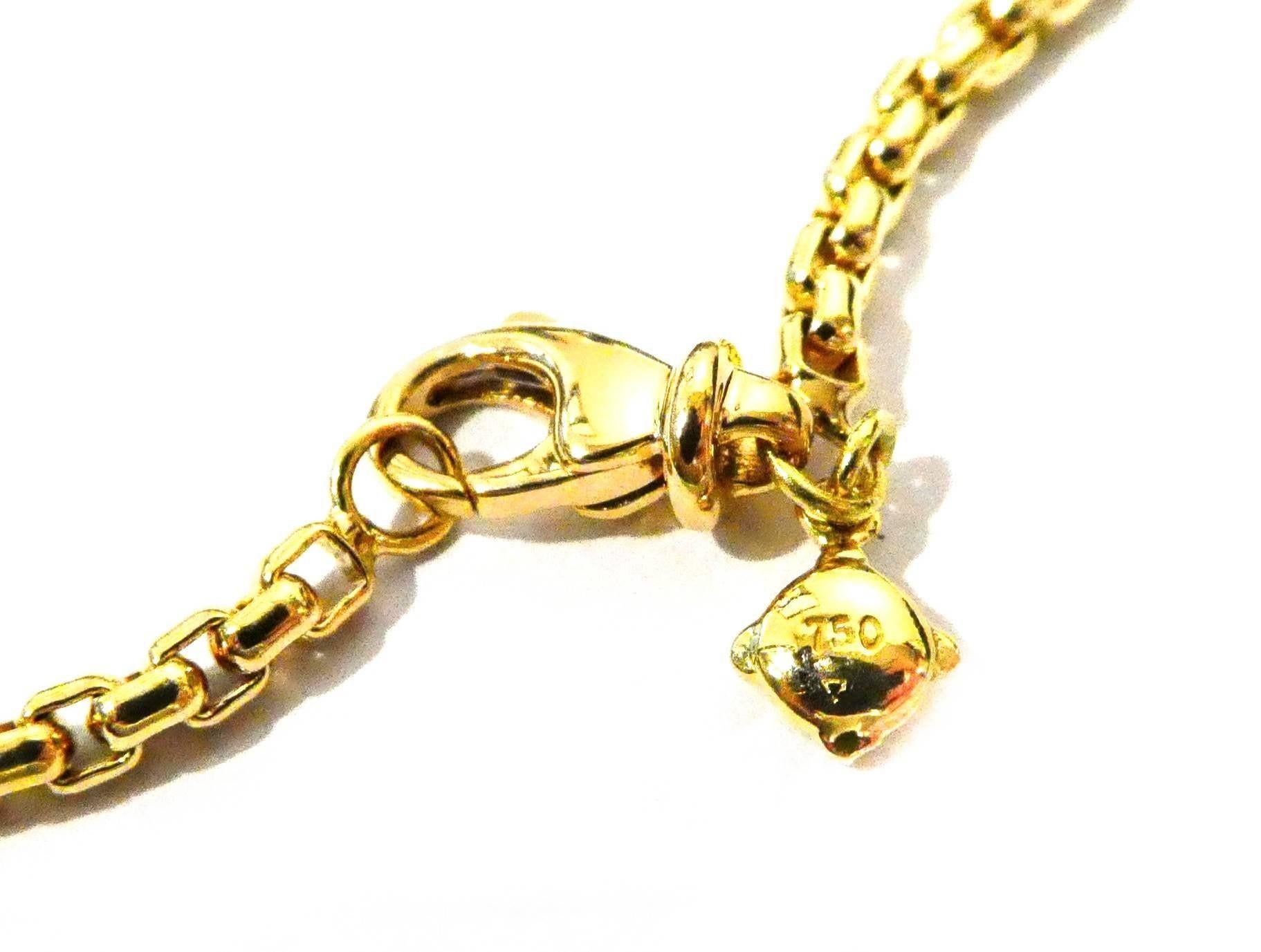 David Yurman 18 Karat Gold Diamond Lariat Necklace Turquoise Ball Pendant Drop In Good Condition In  Baltimore, MD