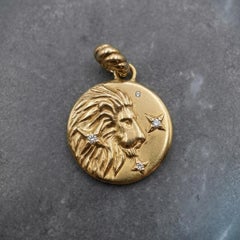 David Yurman 18k Yellow Gold Diamond Lion Pendant Necklace