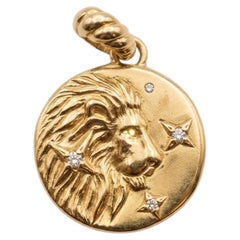 David Yurman 18k Yellow Gold Diamond Lion Pendant Necklace