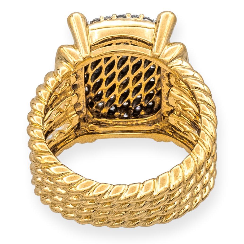 David Yurman 18k Gelbgold Diamant Pave 1,14 Karat Weizenbeer Cocktail-Ring im Zustand „Hervorragend“ im Angebot in New York, NY
