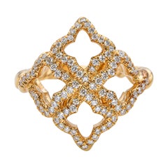 David Yurman 18k Yellow Gold Diamond Quatrefoil Ring