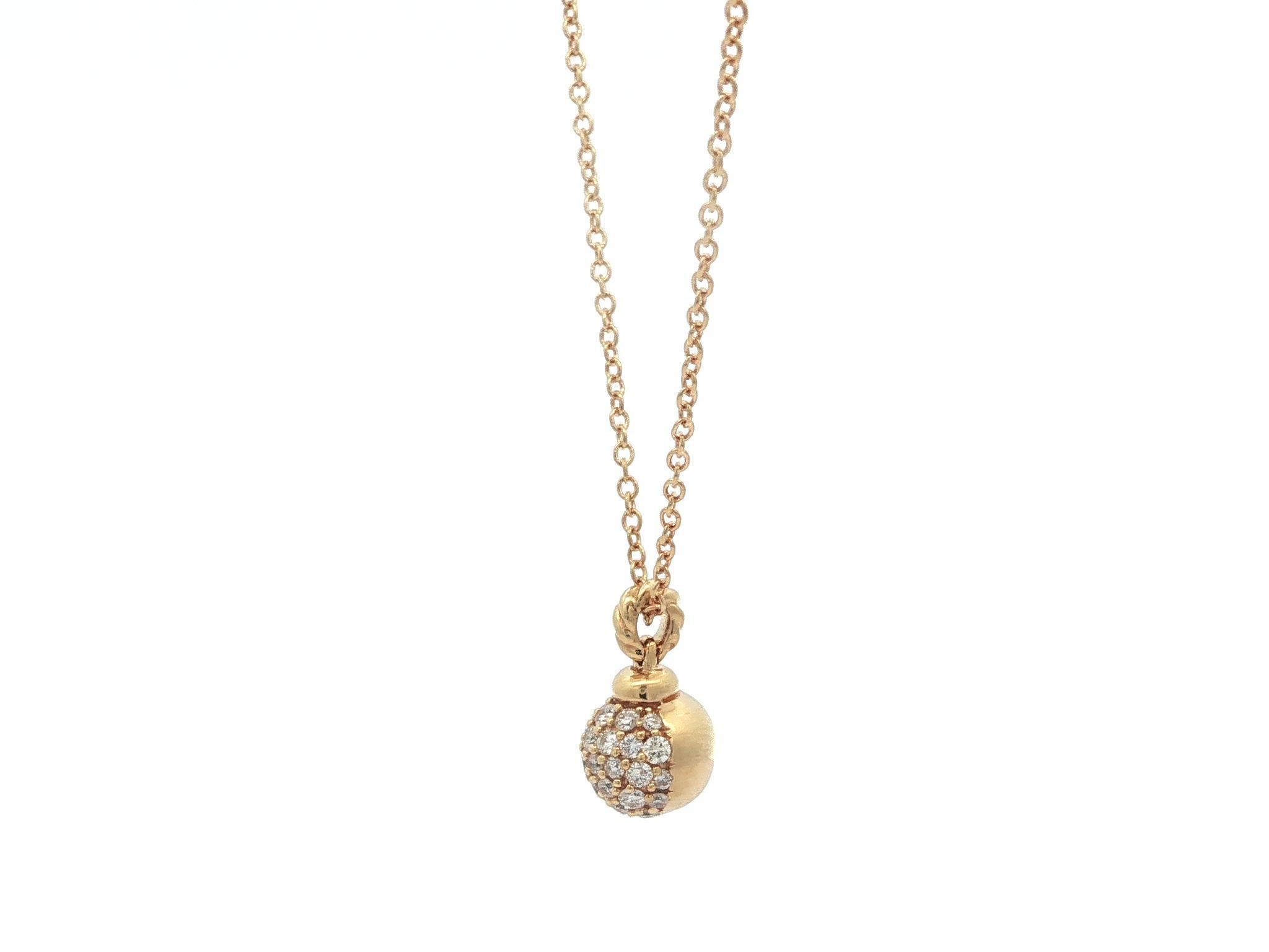 David Yurman 18k Gelbgold Diamant Solari Ball Anhänger Verstellbare Halskette im Angebot 1