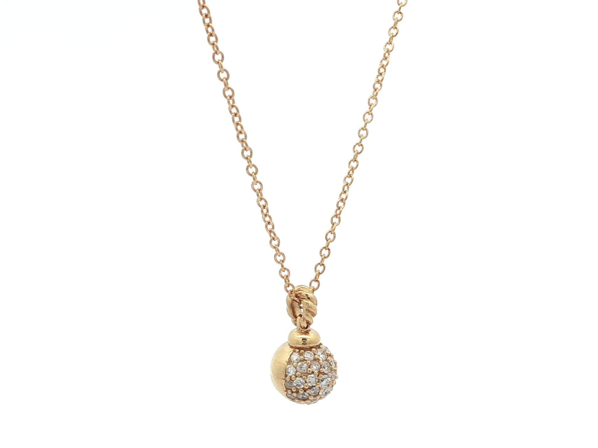 David Yurman 18k Gelbgold Diamant Solari Ball Anhänger Verstellbare Halskette im Angebot 3