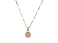 David Yurman 18k Yellow Gold Diamond Solari Ball Pendant Adjustable Necklace