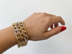 David Yurman 18K Yellow Gold Diamond Station Bracelet, 60.4 Grams