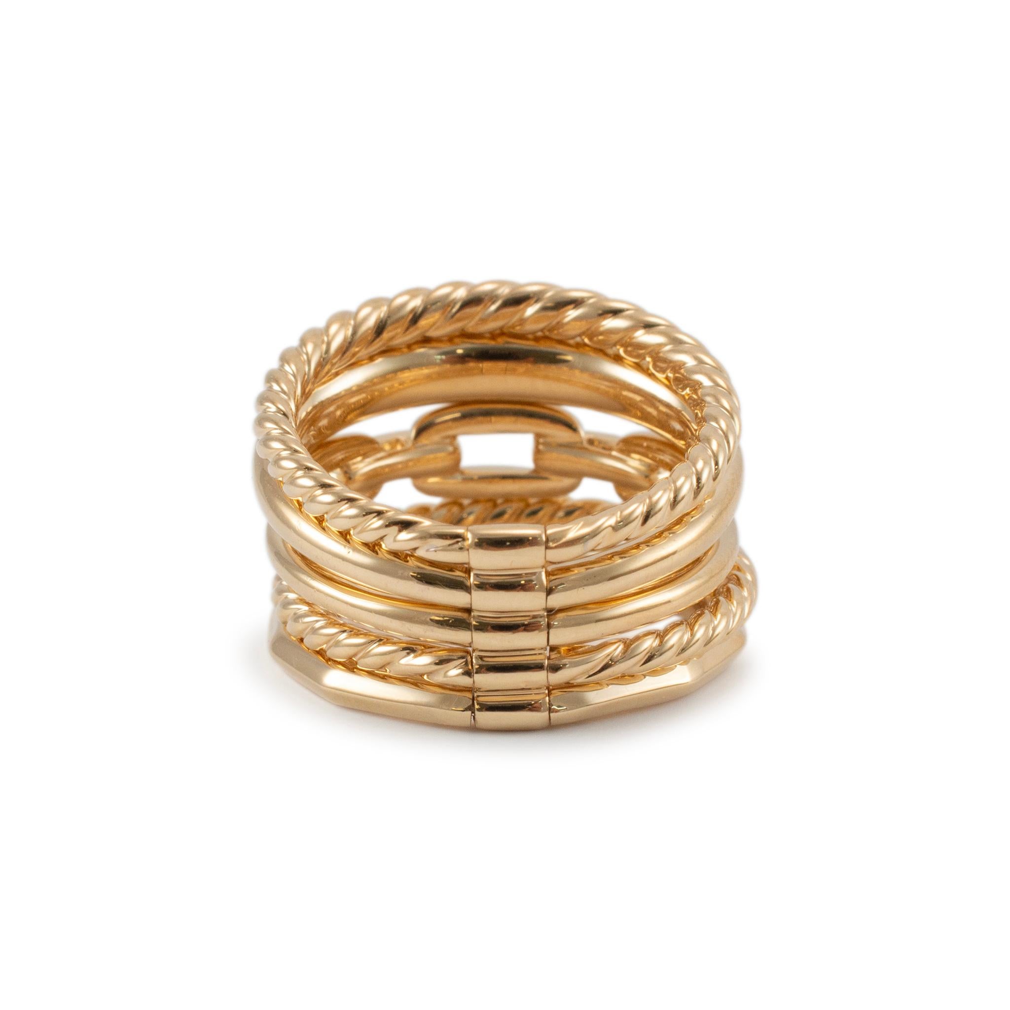 Women's David Yurman 18K Yellow Gold Diamond Stax Wide Five Row Band Ring