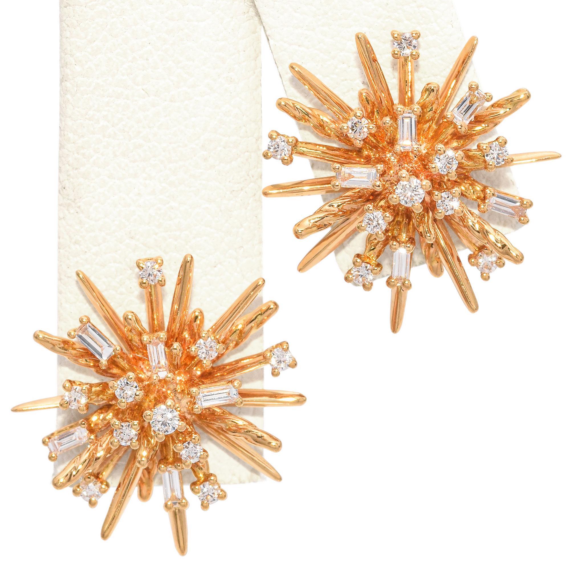 Women's David Yurman 18K Yellow Gold Diamond Supernova Stud Earrings For Sale